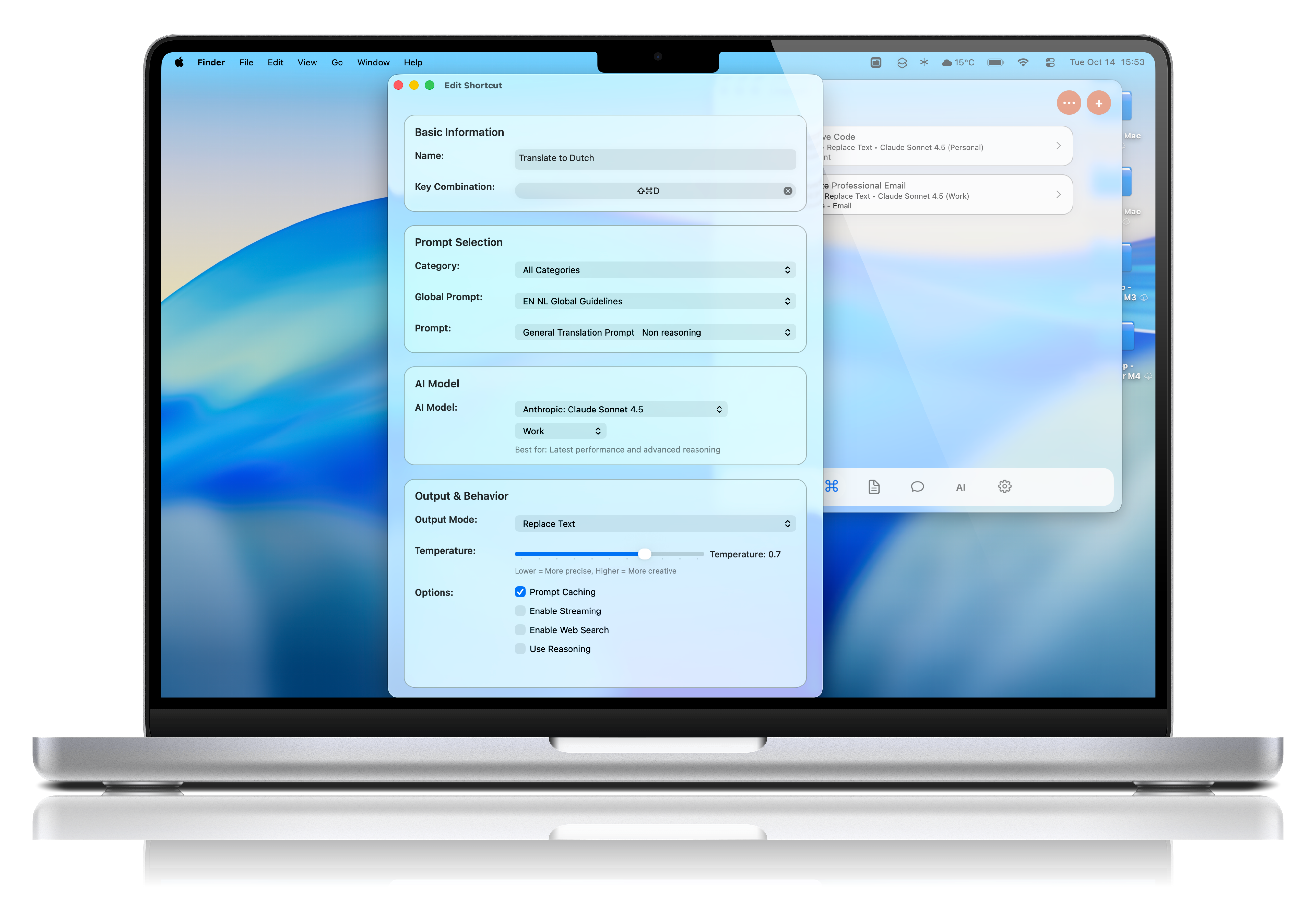 LinguaAI Shortcut Editor