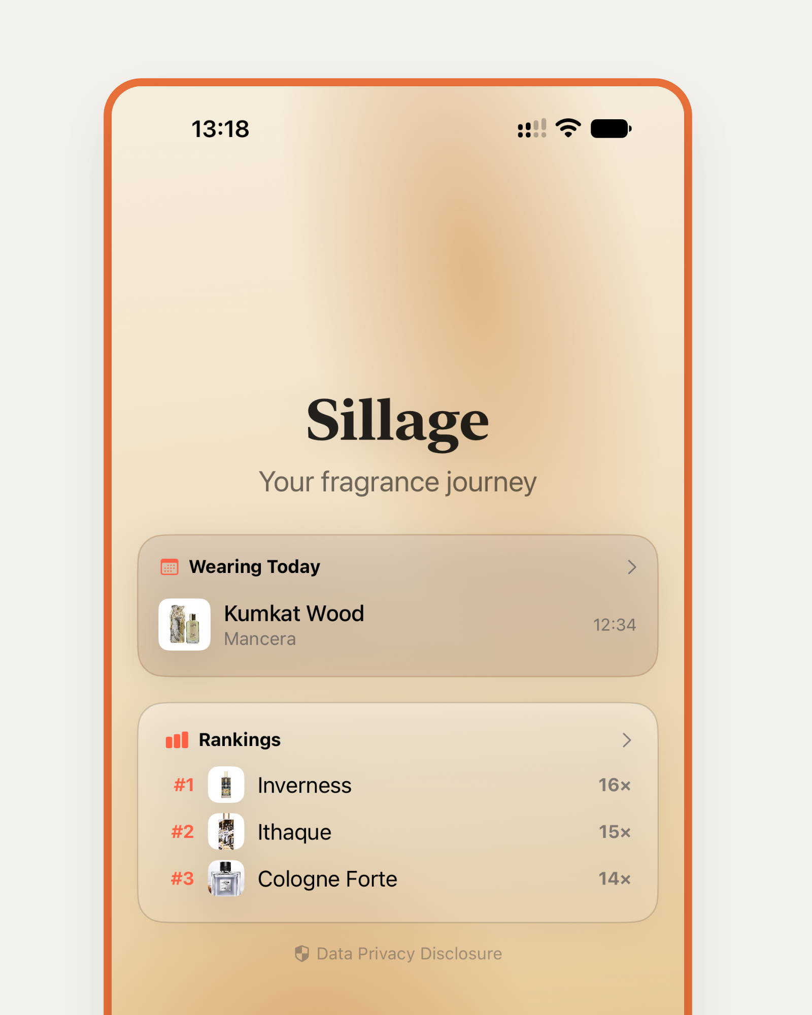 Sillage home screen