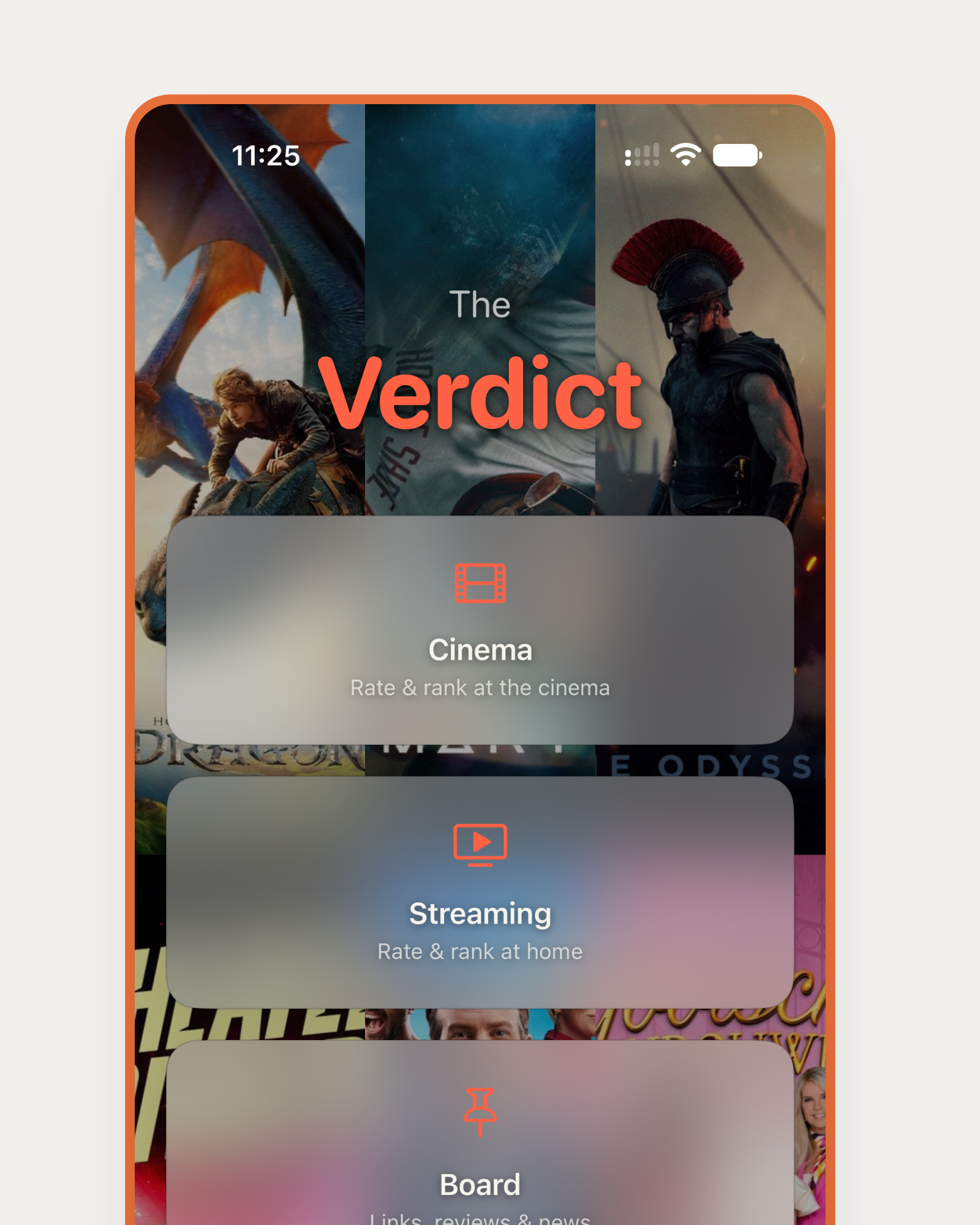 The Verdict home screen